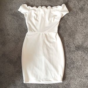 White fitted off the shoulder dress worn once